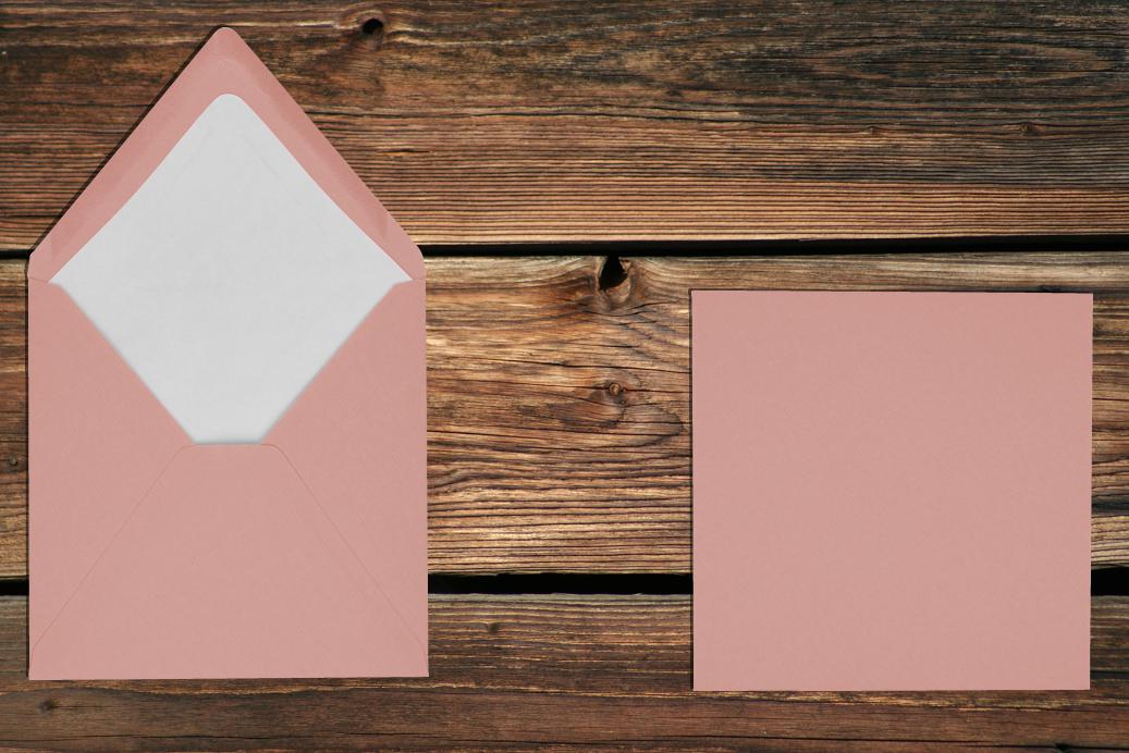 Briefhüllen mit Seidenfutter 164x164 mm Nassklebend Rose gerippt 100 g/qm